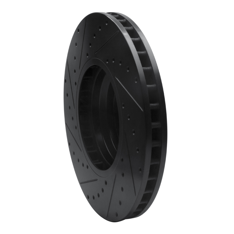 BMW ALPINA B7 Brake Rotor (1) - Front Right - R1 Concepts - Drilled & Slotted - Black - `07-`08